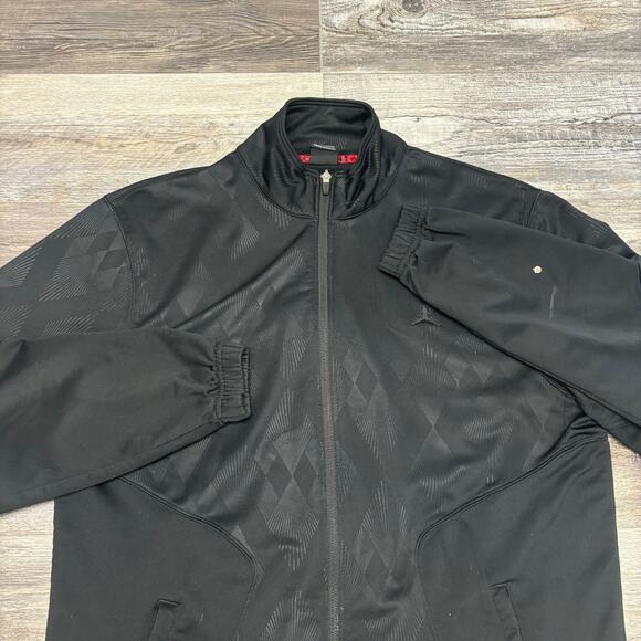Nike Air Jordan Geometric Diamond Black Mens Large Full Zip Jumpman Track Jacket - Picture 1 of 11